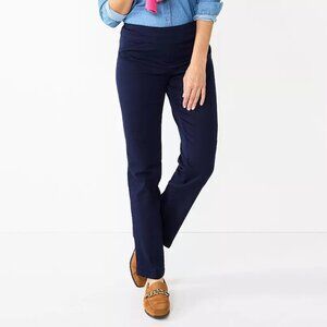 Croft & Barrow Navy Blue Effortless Stretch Straight Leg Pull-On Pants 18P
